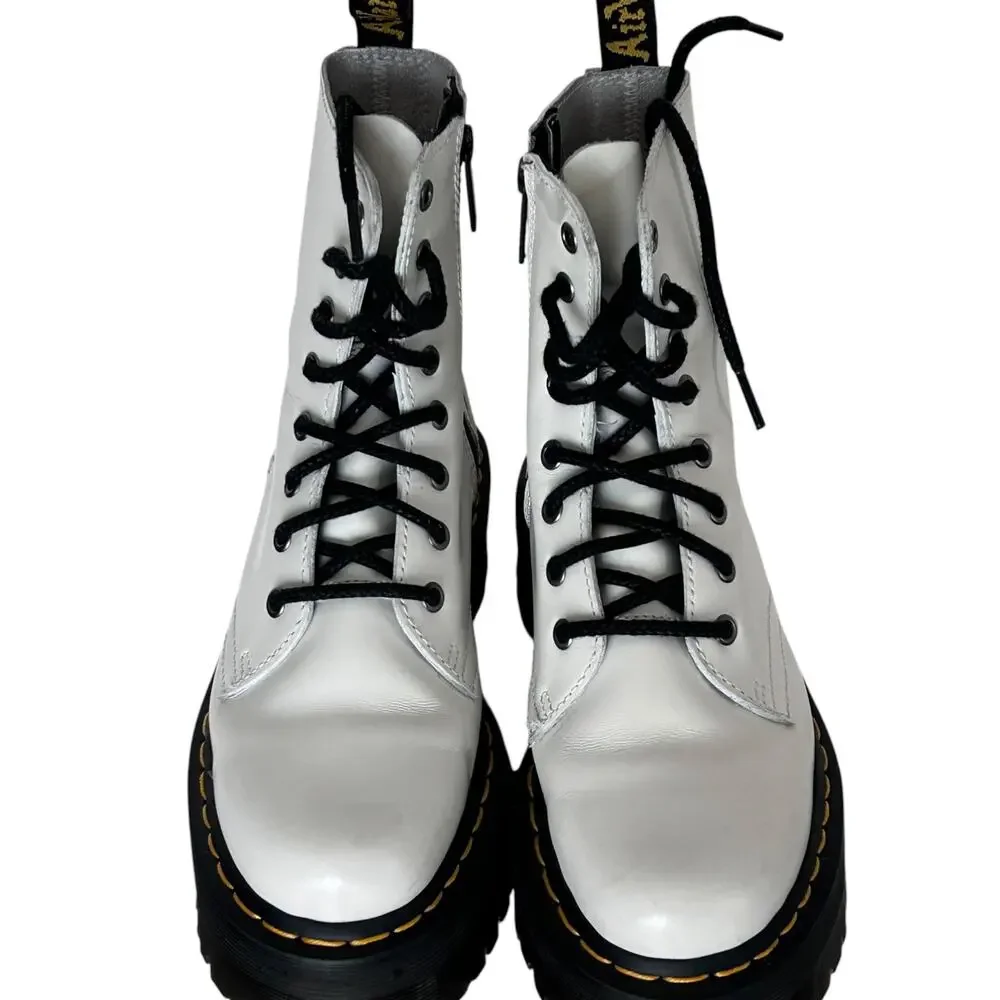 Dr. Martens Jadon White Leather Platform 8-Eye Boots Men US 6/Women 7